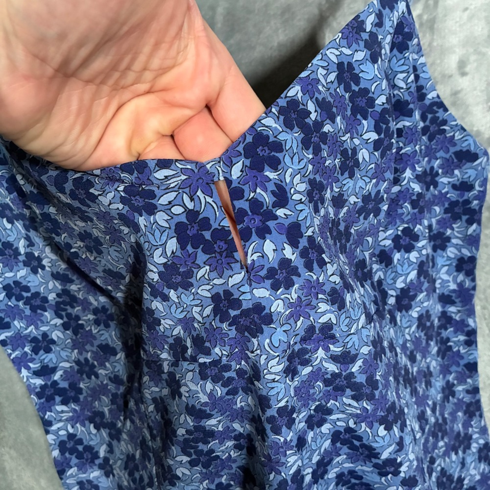 VTG Express Blue Floral Print Spaghetti Strap Romper Women's Size 9/10 - Picture 4 of 9